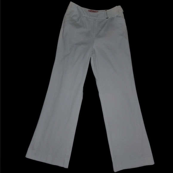 Bandolino Vtg White Pants Womens Sz 6 Wide Leg Belted Stretch Girl Boss Vacation - Picture 3 of 8